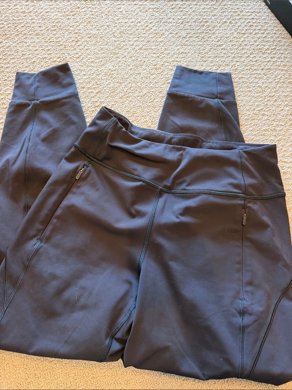 Athleta Black Rainier Jogger Leggings with Subtle Branding